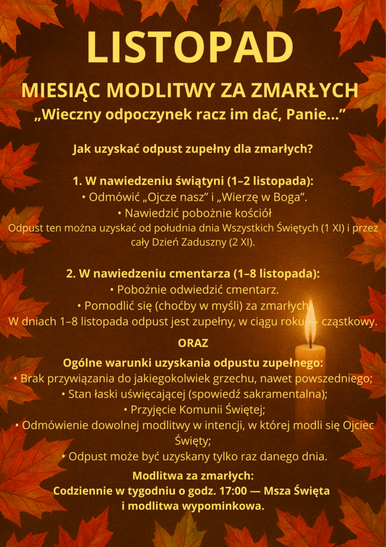 LISTOPAD – MIESIĄC PAMIĘCI ZA ZMARŁYCH
